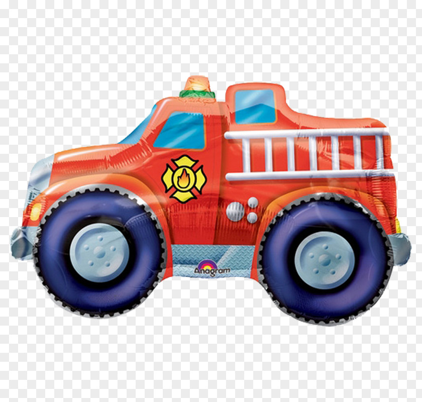 Balloon Fire Engine Birthday Party Firefighter PNG