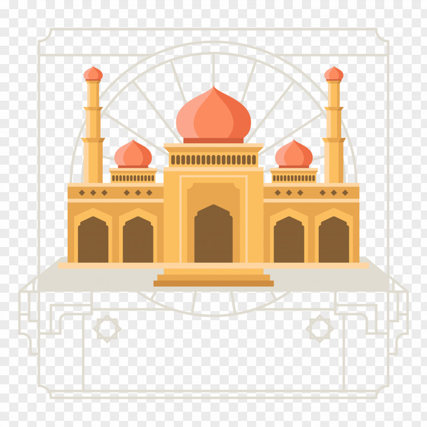 Islamic Style Architecture Vector Illustration Mosque Flat Design PNG