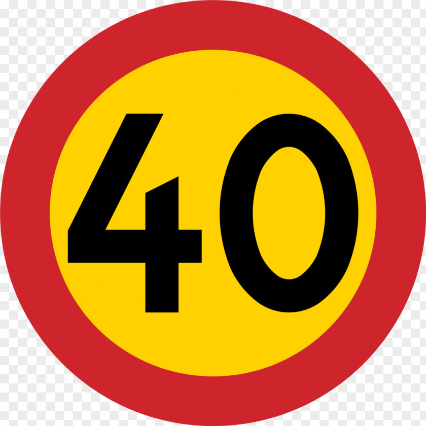 40 Years Speed Limit Traffic Sign Kilometer Per Hour Road PNG