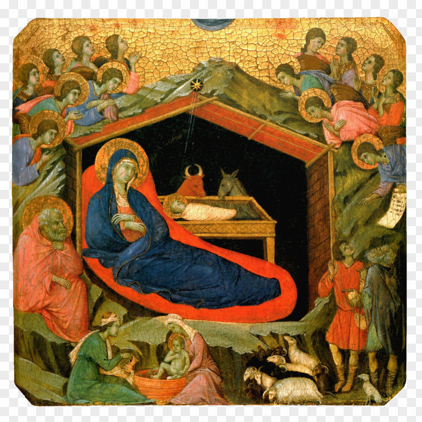 Siena The Nativity With Prophets Isaiah And Ezekiel Prophets. Painting Of Jesus PNG