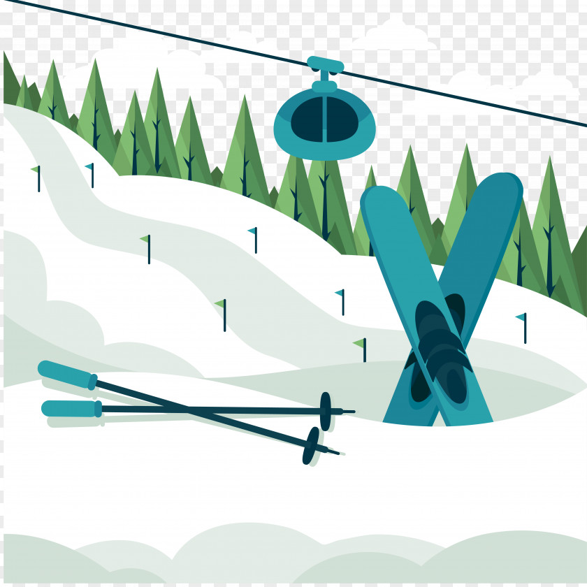 Skiing Euclidean Vector PNG