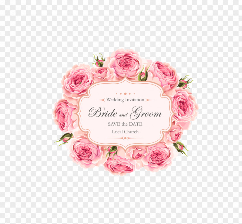 Beautiful Roses Invitation Wedding Rose Pink Euclidean Vector PNG