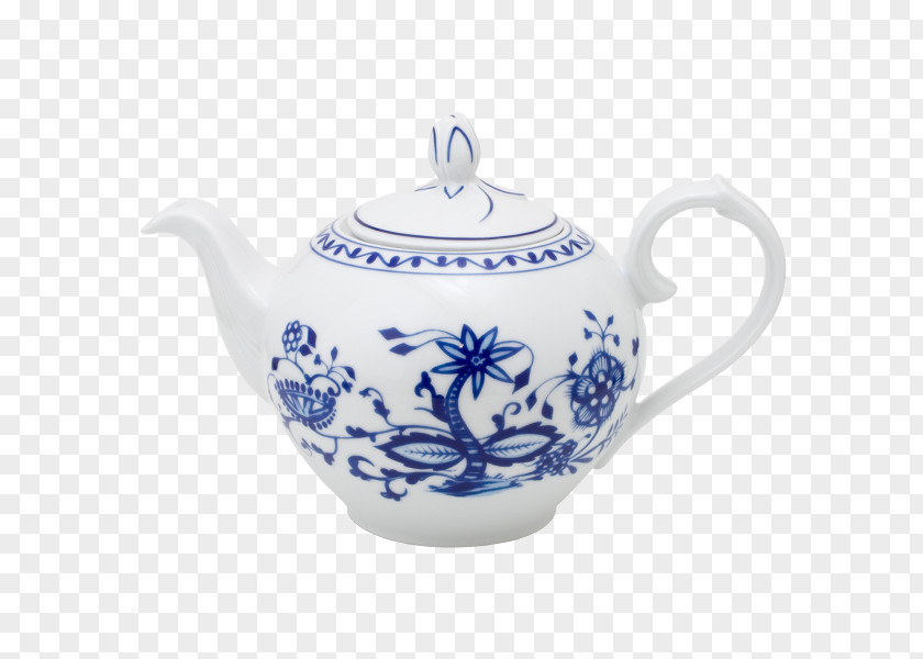 Coffee Blue Onion Teapot Porcelain PNG