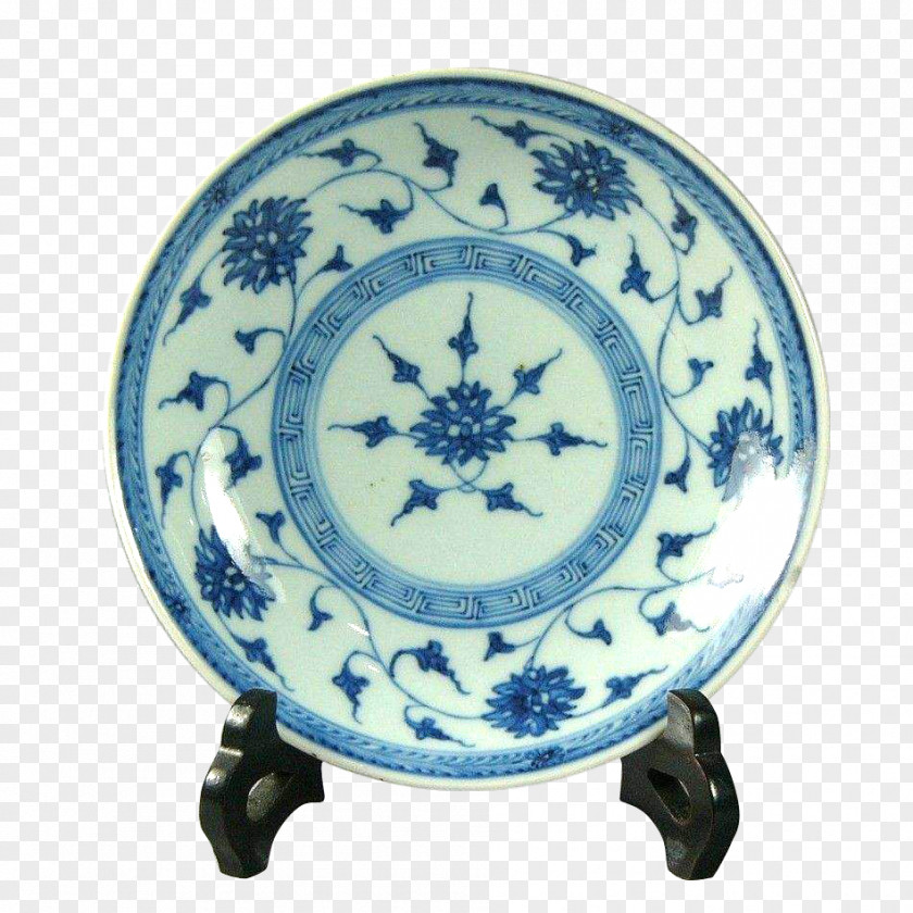 With A Small Blue And White Lotus In The Qing Dynasty Pottery Motif PNG