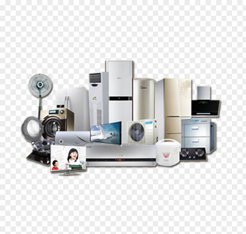 A Large Collection Of Home Appliances Appliance Air Conditioning Refrigerator Conditioner PNG