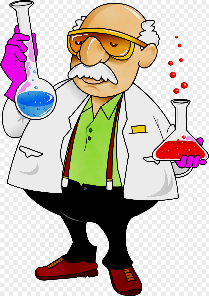 Pleased Laboratory Flasks Watercolor Background PNG