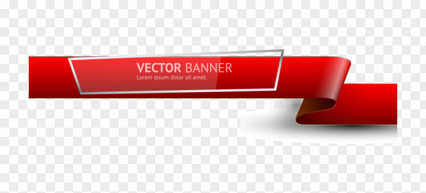Red Ribbon Gradient Vector Brand Rectangle PNG