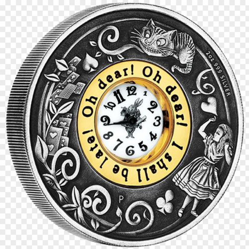 Silver Alice's Adventures In Wonderland Coin PNG