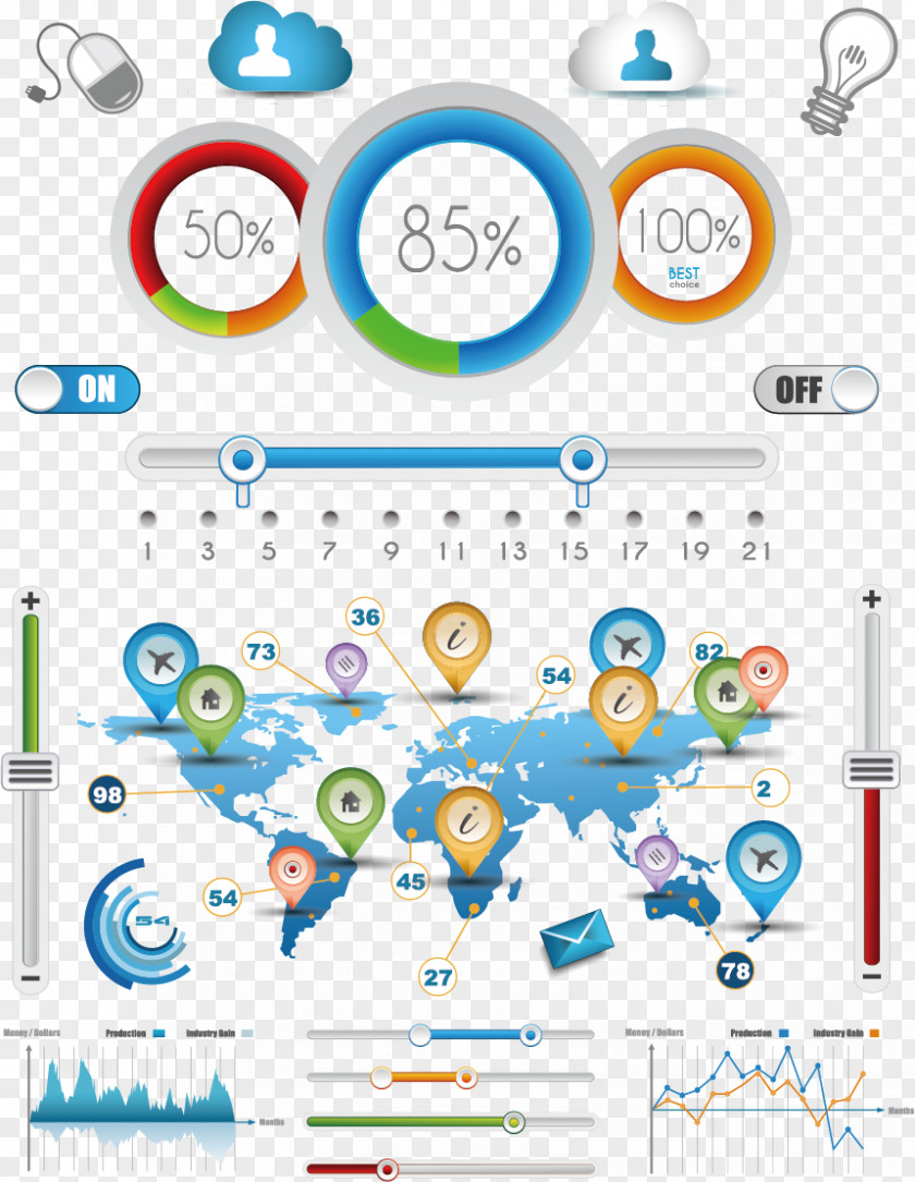 Vector UI Buttons Infographic Element Illustration PNG