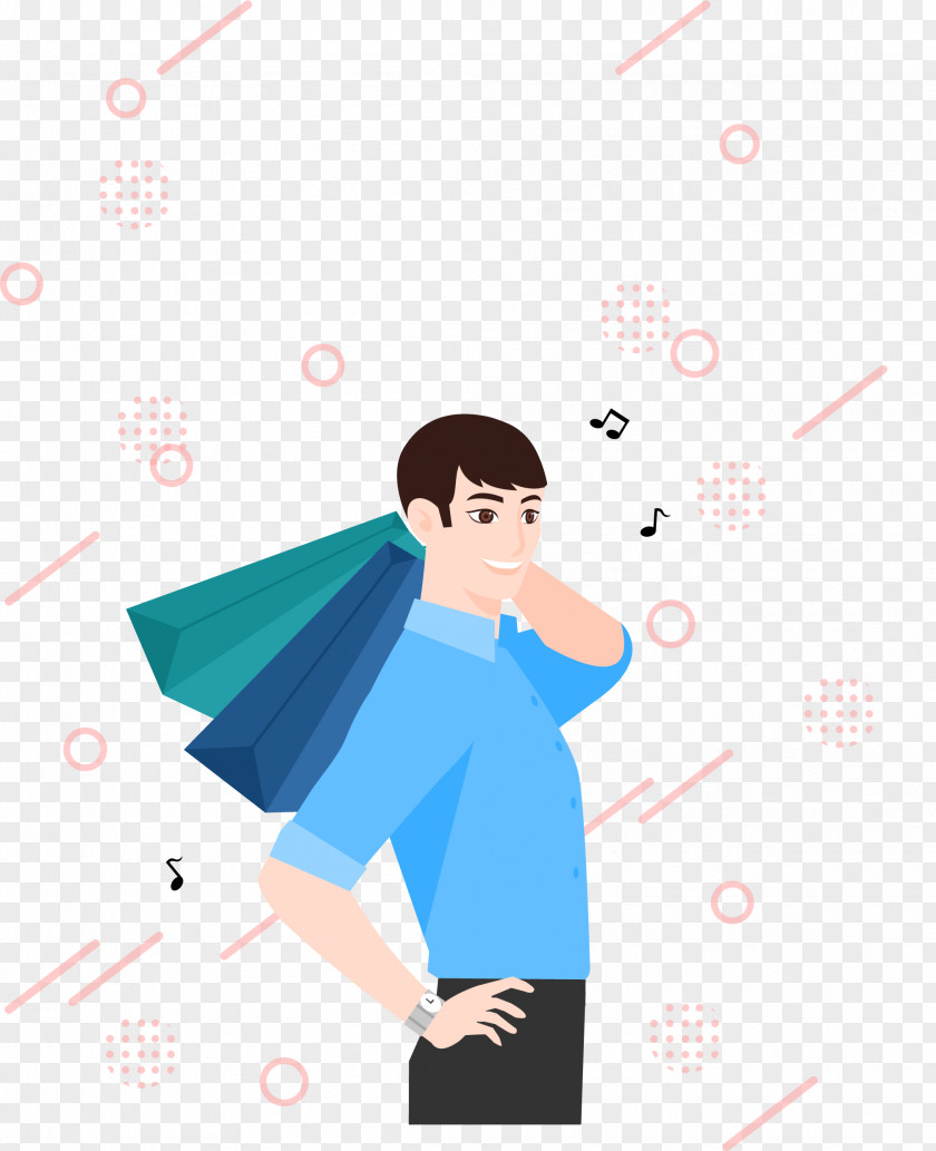 Crazy Shopping Man Cartoon PNG