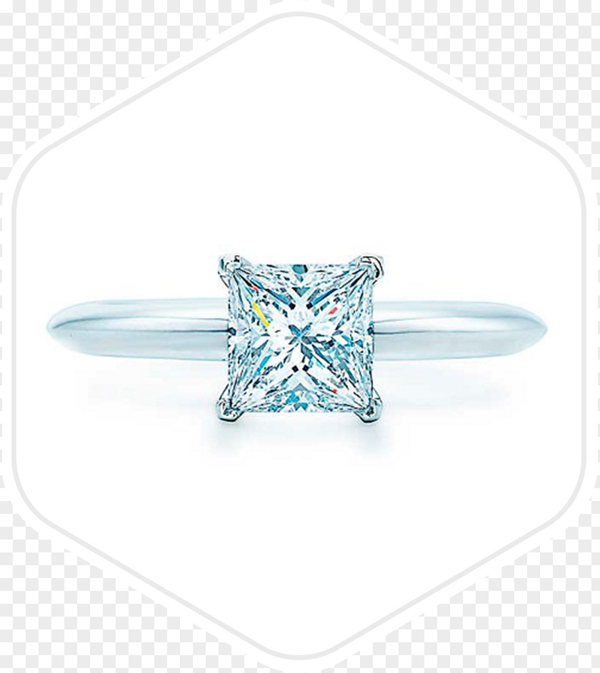 Diamond Princess Cut Engagement Ring PNG
