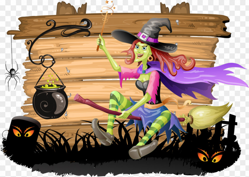 Vector Halloween Monster Witch Jack-o'-lantern Clip Art PNG