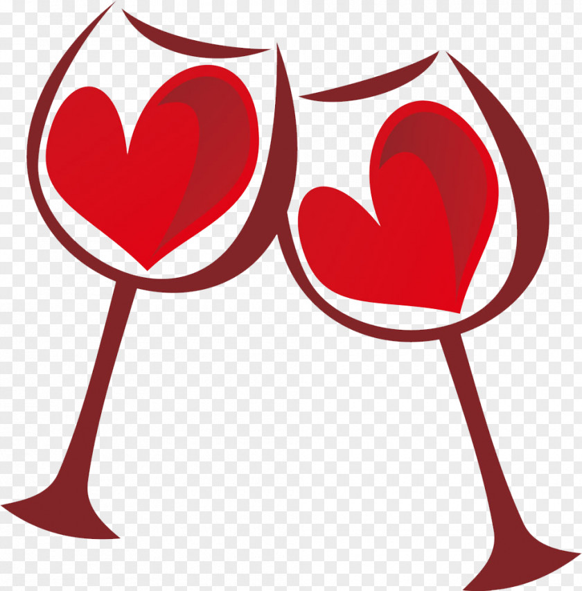 Free Deduction Of Red Wine Creative Valentine's Day Heart Love Clip Art PNG