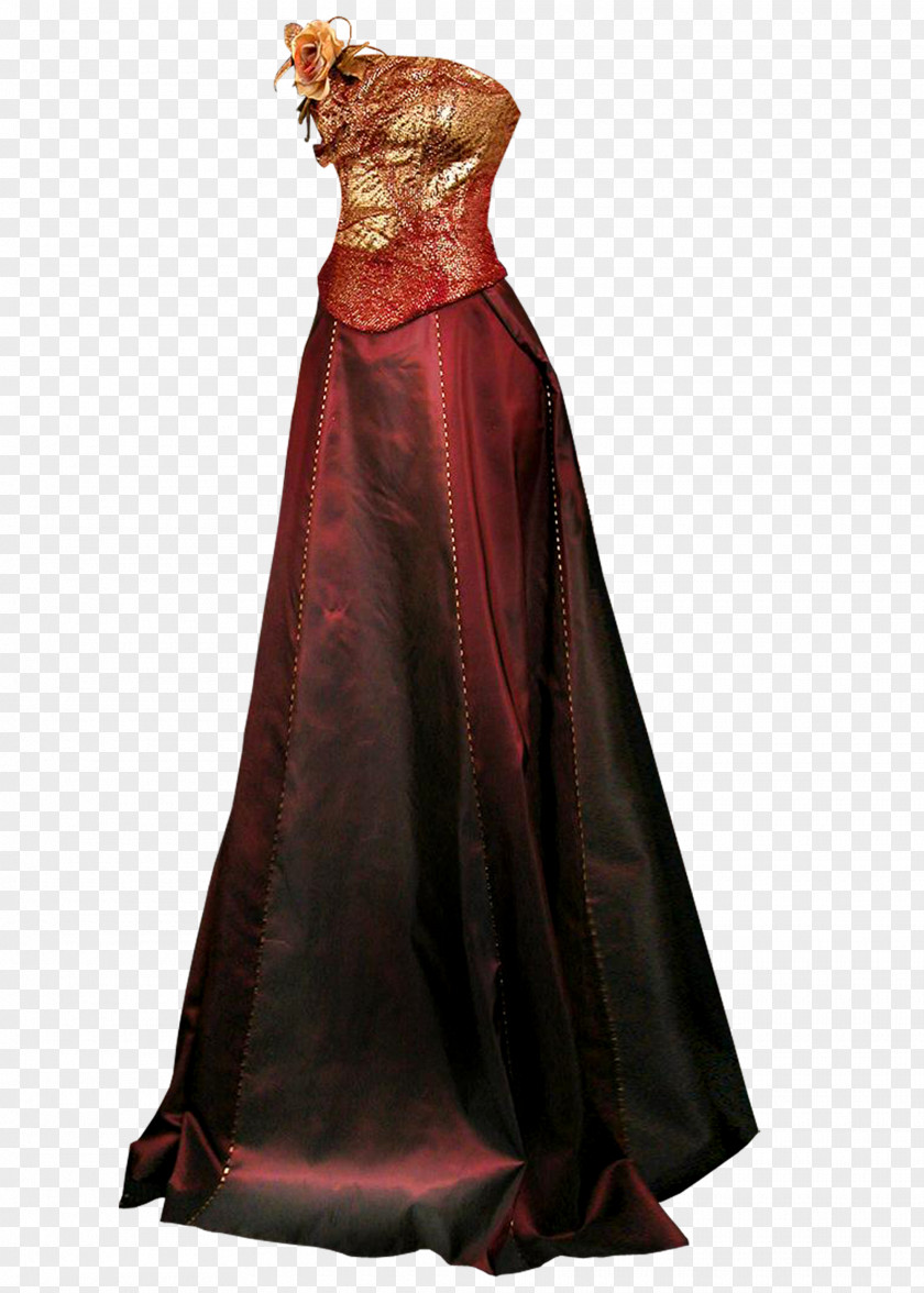 Dark Red Evening Dress Gown Wedding Formal Wear PNG