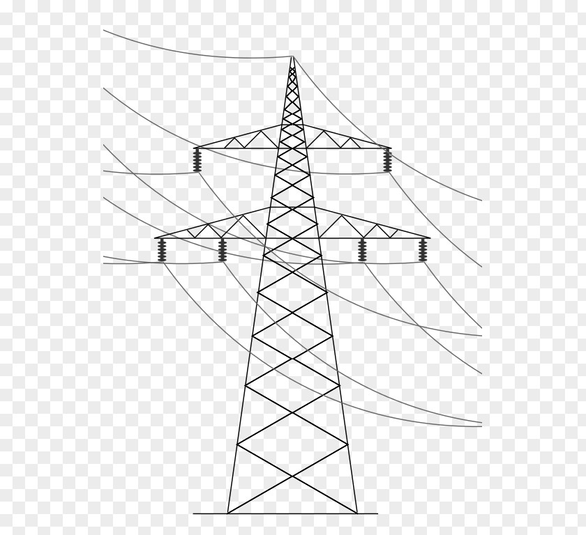 Line Drawing Electricity Transmission Tower Overhead Power Electric PNG