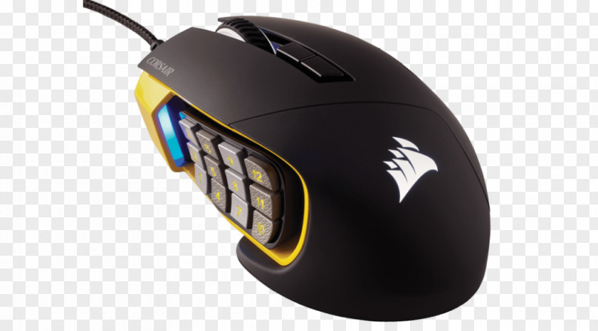 Computer Mouse Keyboard Corsair Gaming Scimitar RGB Optical MOBA/MMO Mouse, USB (Yellow) PRO Mats PNG