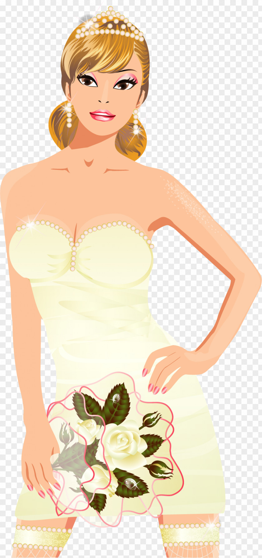Vector Hand-painted Bride Illustration PNG