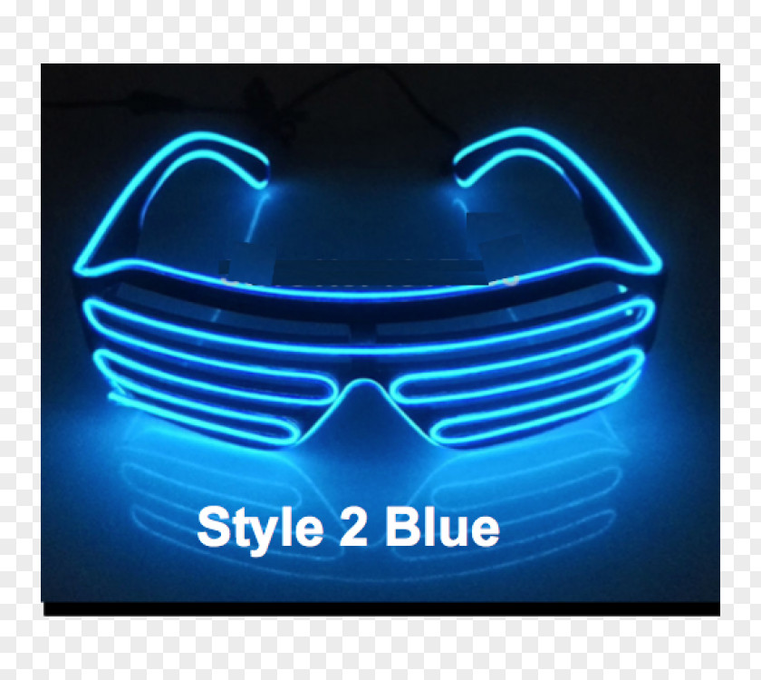 Light Blue Shading Light-emitting Diode Electroluminescent Wire Sunglasses PNG