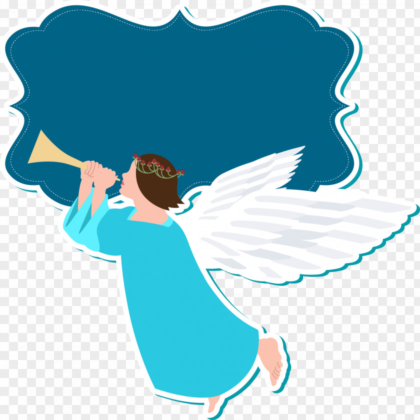 Vector Hand-painted Angel Tag Illustration PNG