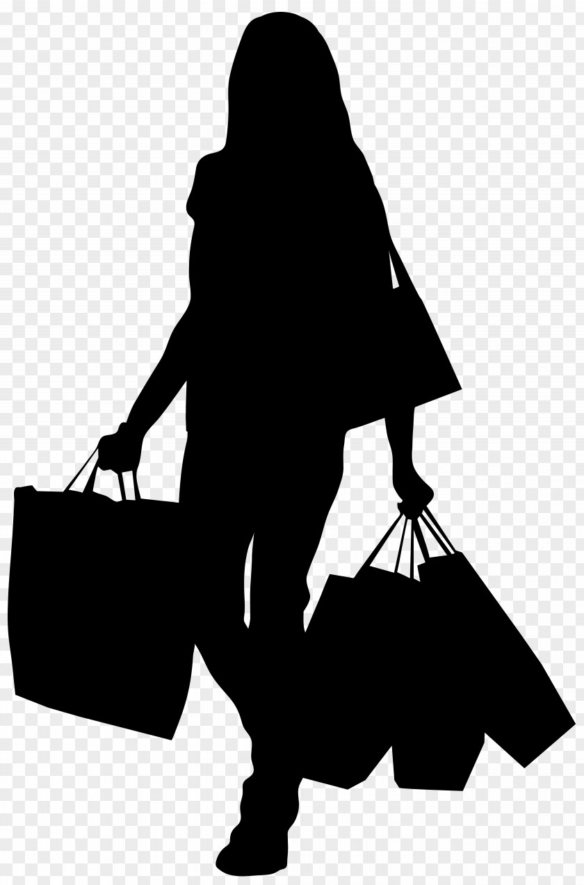 Female Silhouette With Shopping Bags Clip Art Image Bag PNG