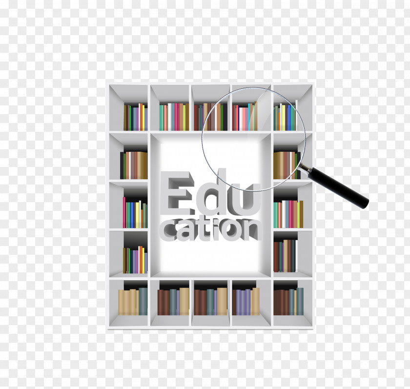 Magnifying Glass Bookcase Education PNG