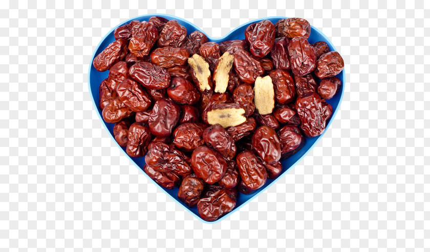 Large Heart-shaped Dish Of Dates Ginger Tea Jujube PNG