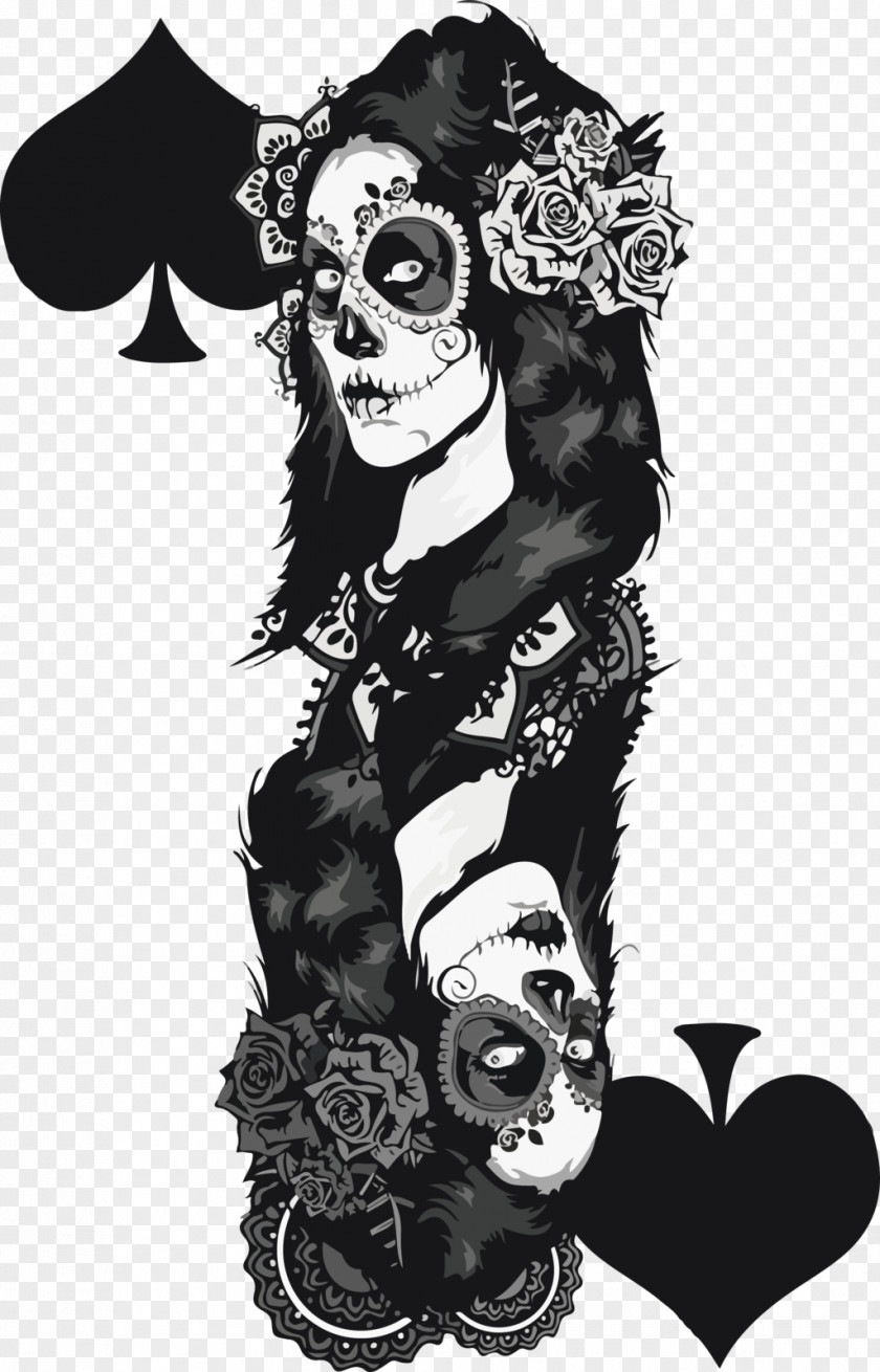 Catrina The Queen Of Spades La Calavera Drawing Death Gambling PNG