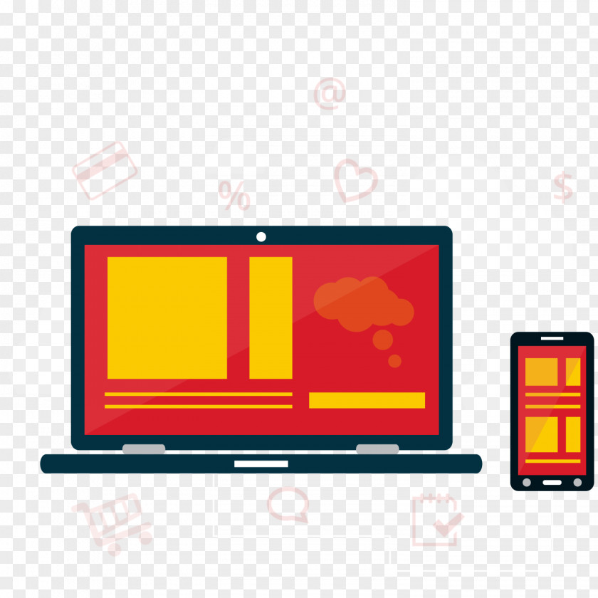 Vector Laptop Shopping For Mobile Phones Web Design PNG