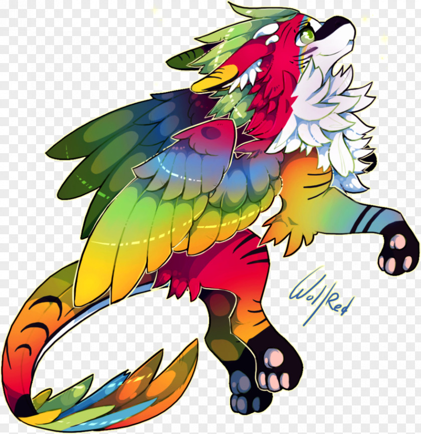 Double Rainbow Dragon Macaw Art Museum Illustration Design PNG