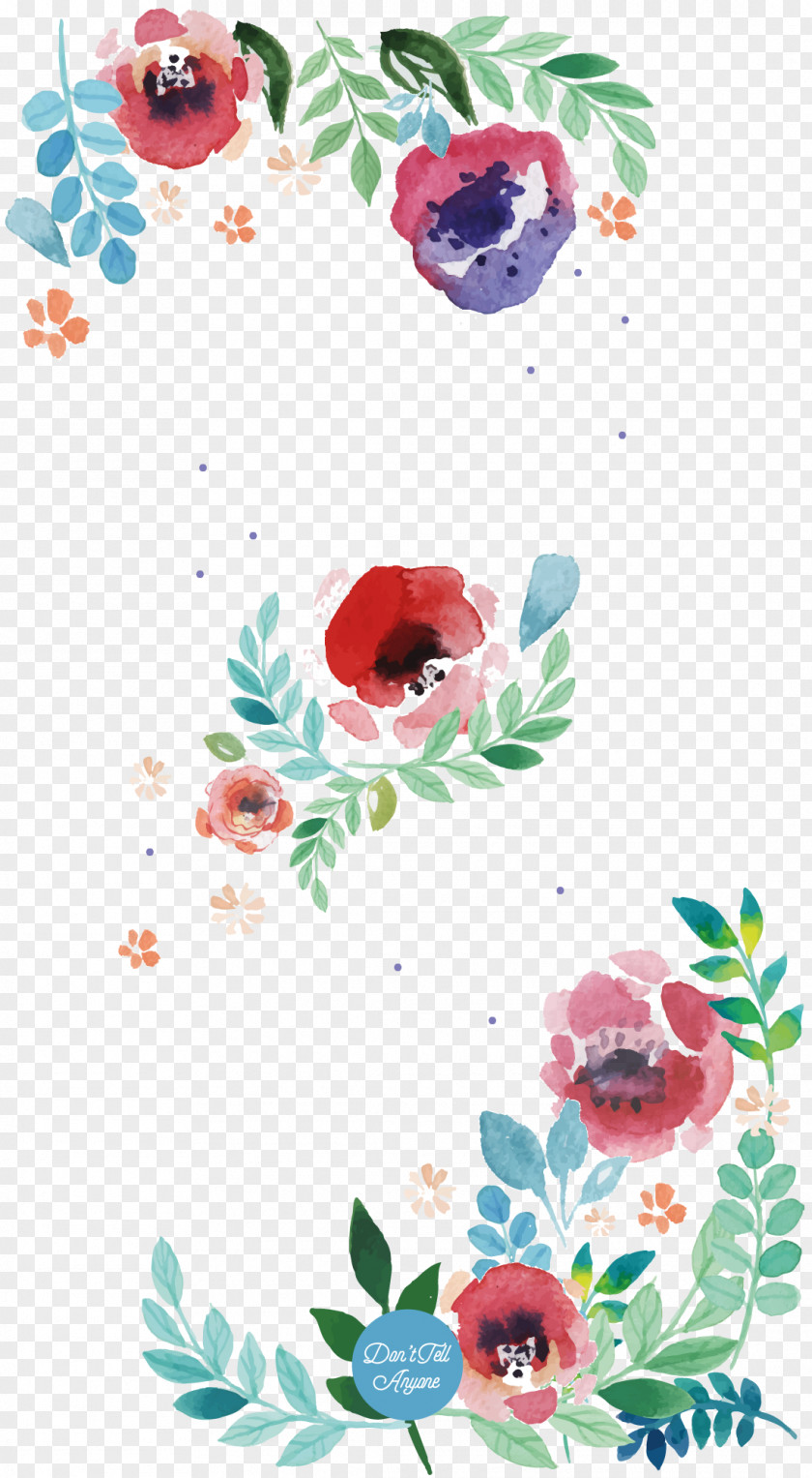 Watercolour Border Flower Floral Design Watercolor Painting Paper Art PNG