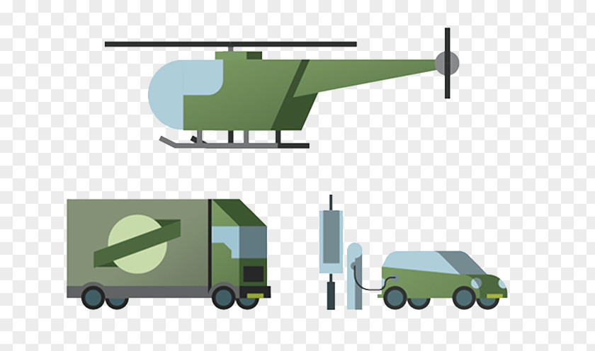 Flat Helicopter Truck Design PNG