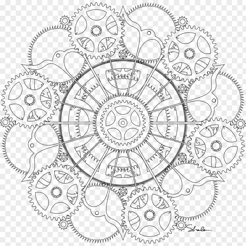 Gear Drawing Line Art Coloring Book Mandala Zentangle PNG