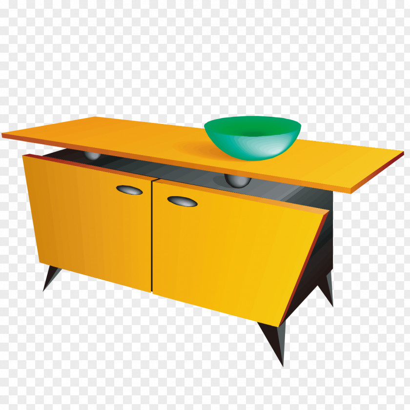 Yellow Desk Model Table PNG
