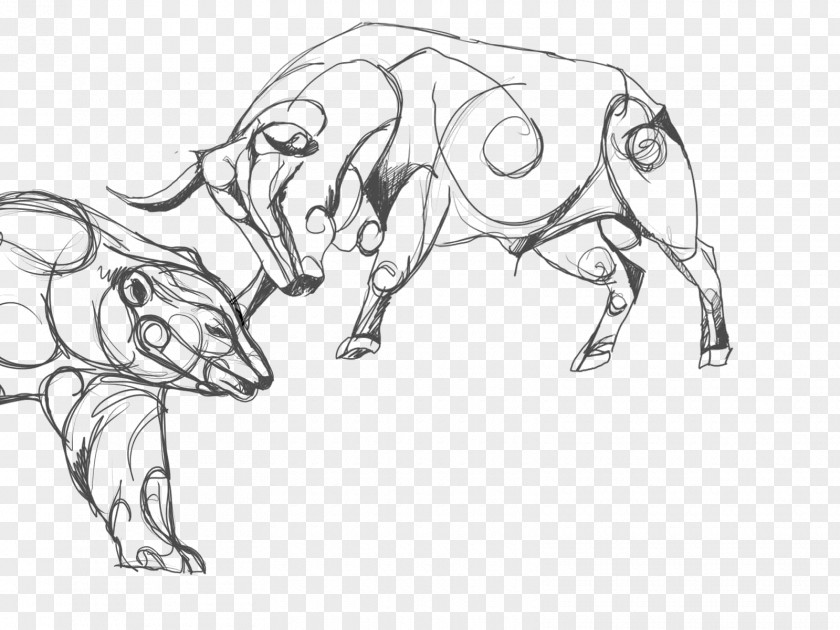 Bull And Bear Cattle Canidae Mammal Sketch PNG