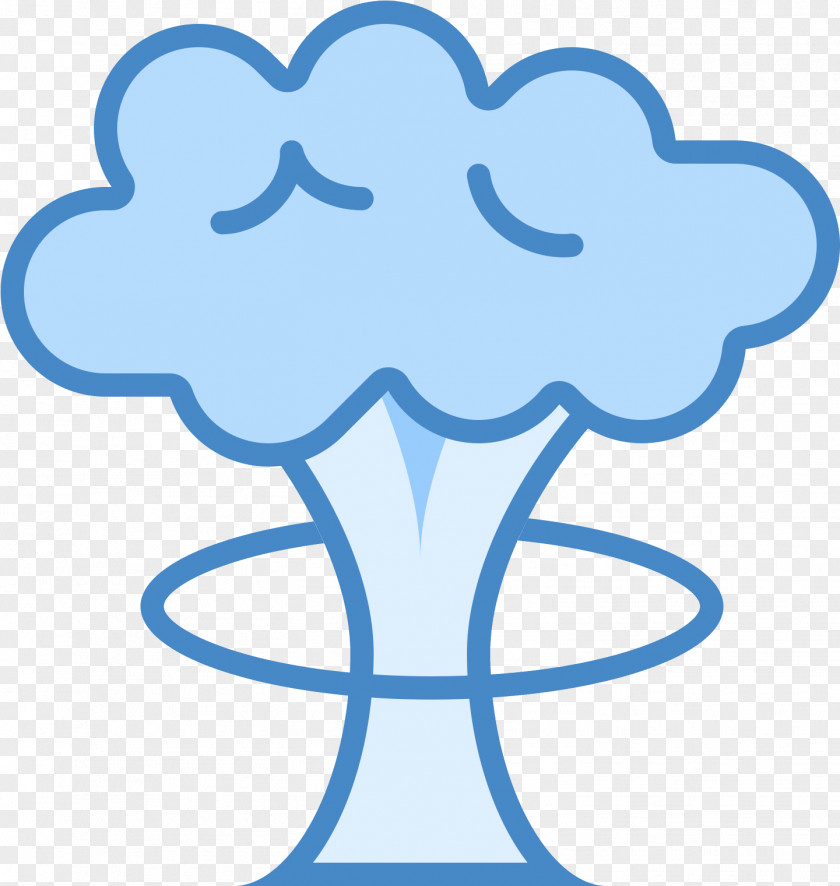 Electric Blue Line Art Mushroom Cloud PNG