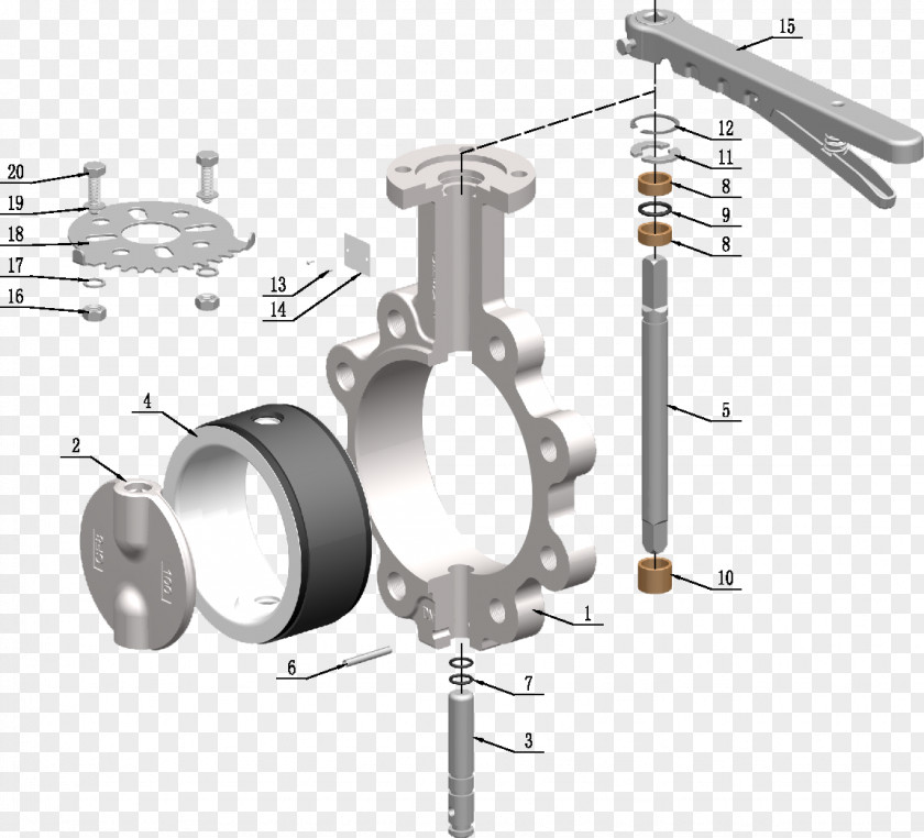 Butterfly Valve Tom-Toms Angle PNG