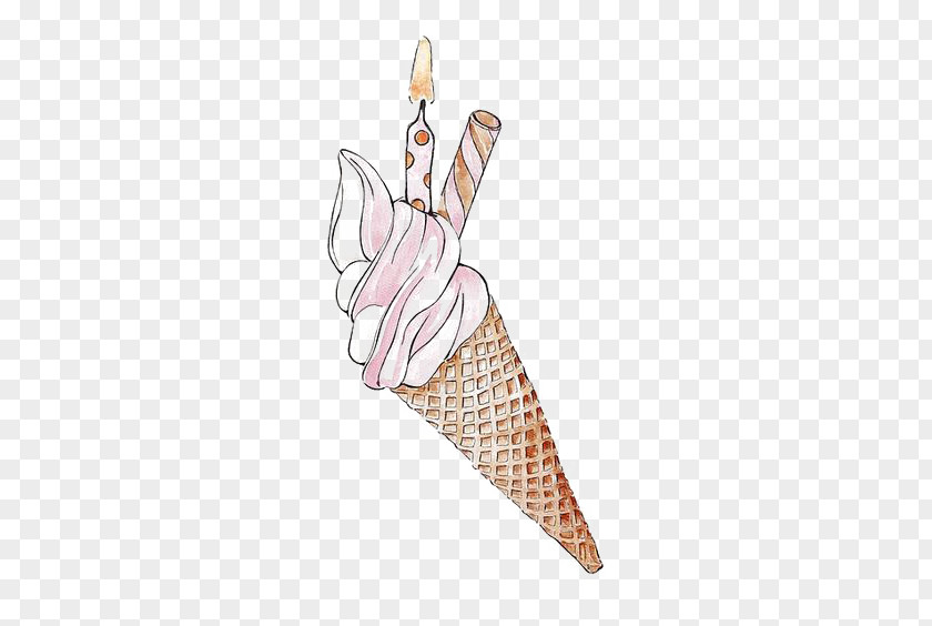 Watercolor Ice Cream Cone Tea Illustration PNG