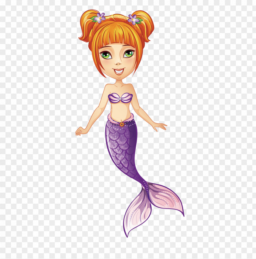 Mermaid Cartoon Vector Material Underwater Illustration PNG