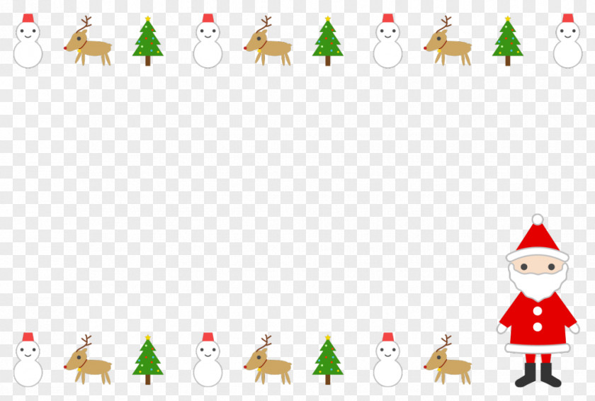 Simple Frame Santa Claus Christmas Tree Snowman PNG