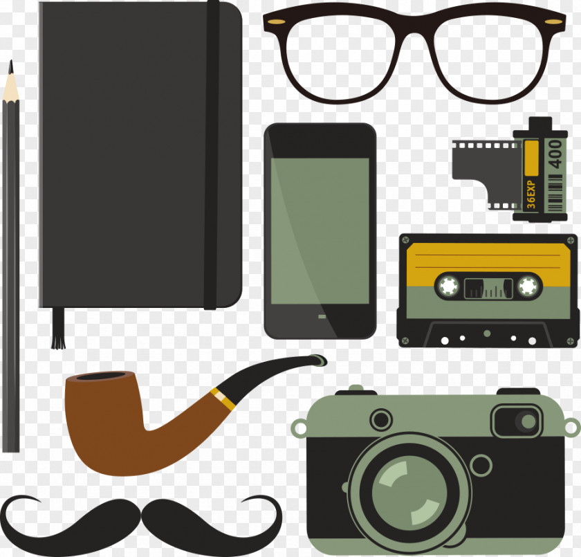 Vector Pipe Beard Glasses Icon PNG