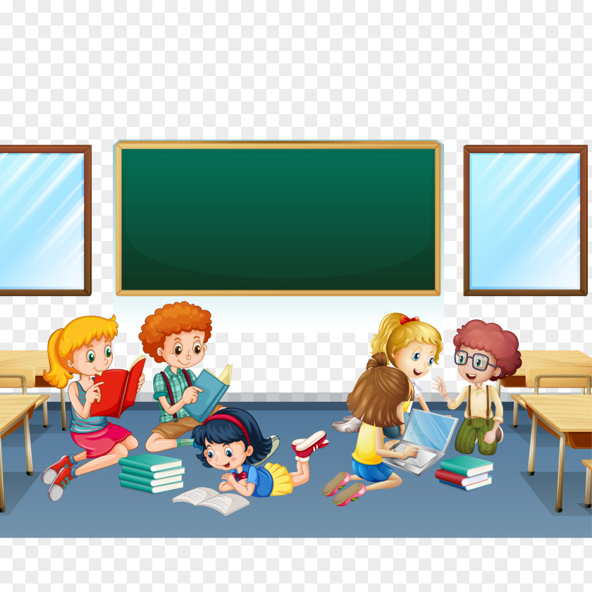 Children In School Reading Vector Illustration Online Game Equation Fruit Mathematics PNG