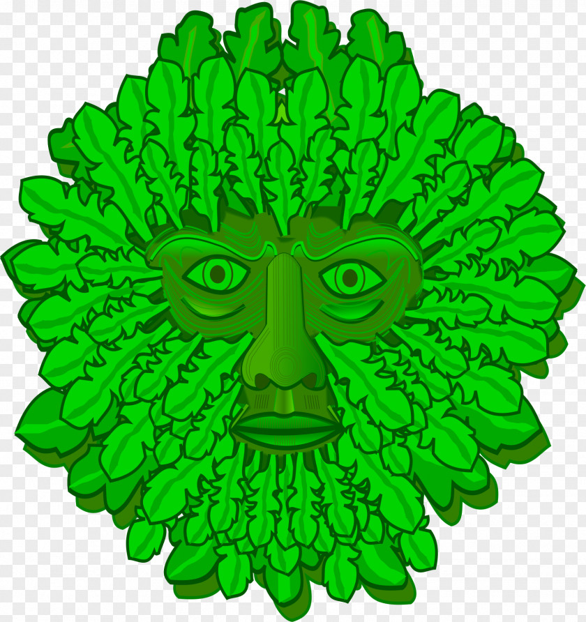 Spring Flower Green Man Symbol Clip Art PNG