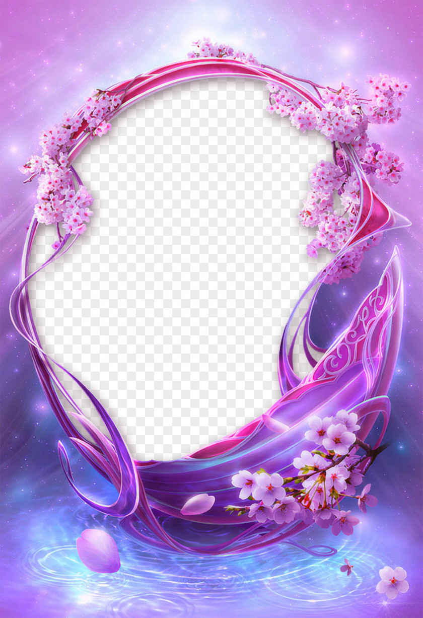 Purple Border Album Picture Frame Flower PNG