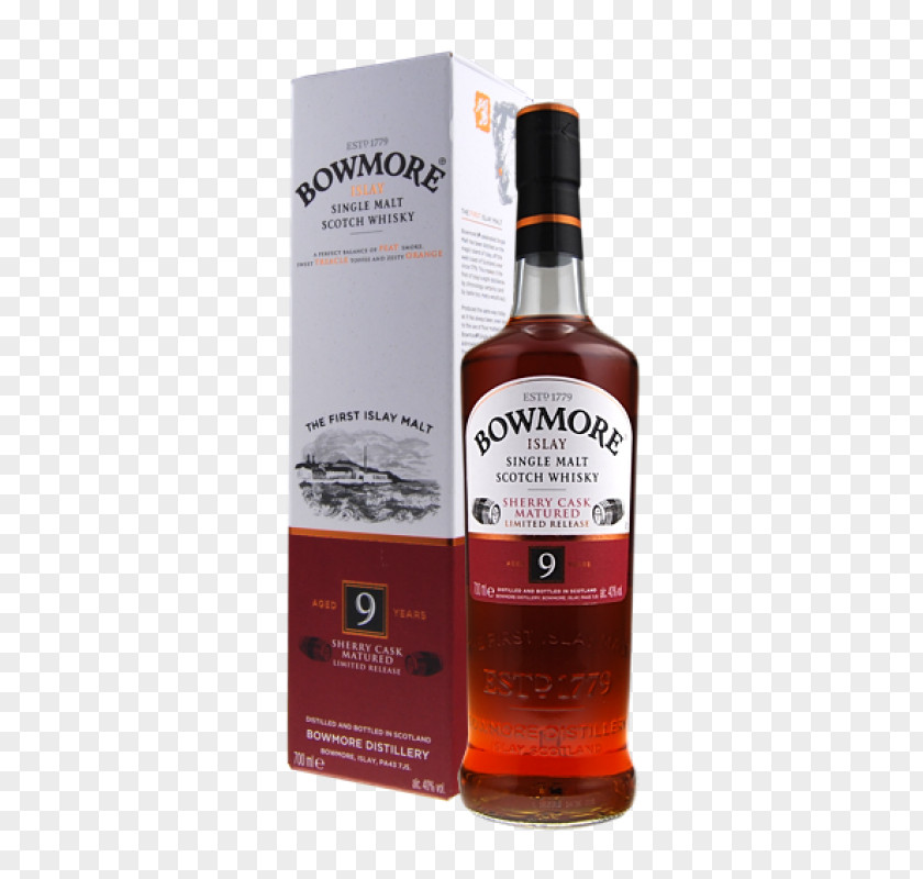 9 Years Bowmore Whiskey Single Malt Whisky Scotch PNG