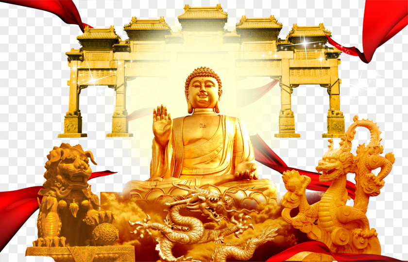 Buddha Creative Golden Fo Guang University Statue PNG
