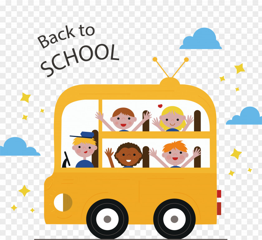 Happy School Kids Bus Child Euclidean Vector PNG