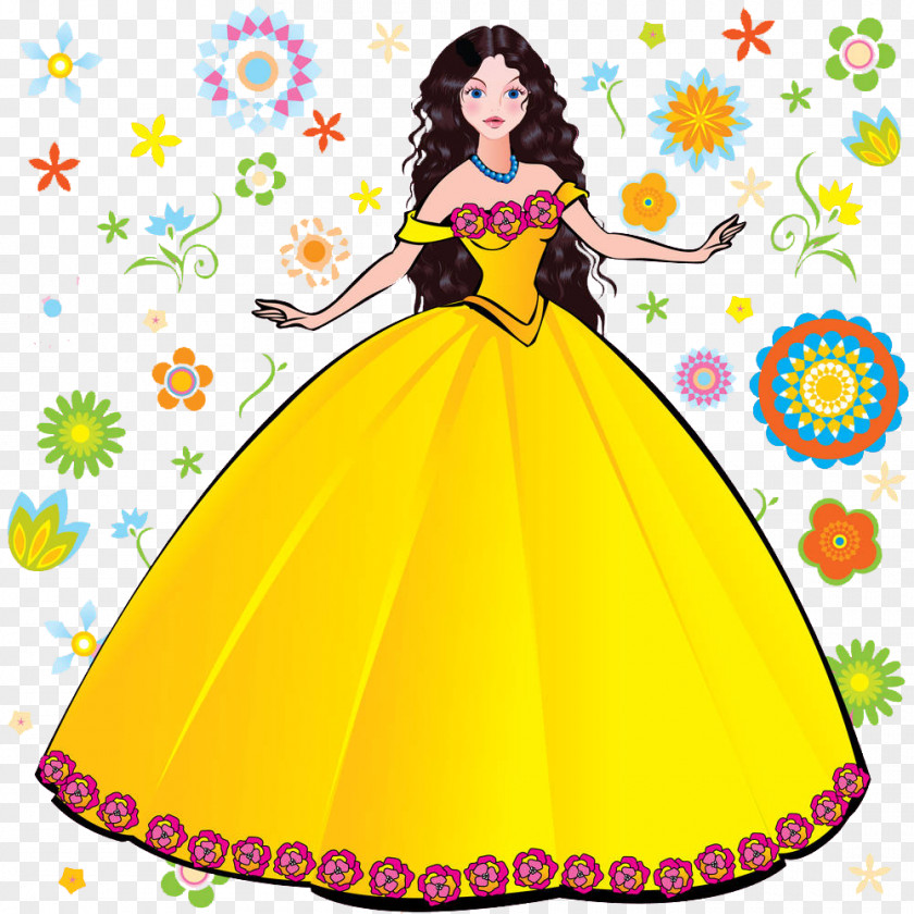 Beautiful Illustrations Of Golden Princess Dress Download Clip Art PNG