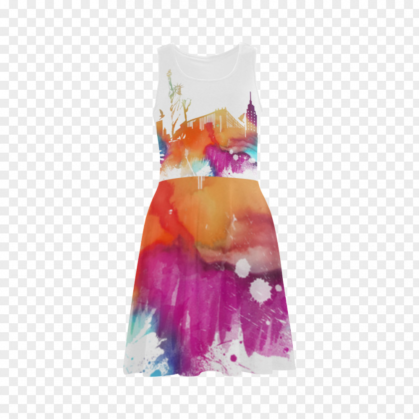 NEW YORK CITY SKYLINE Pink M Dress PNG