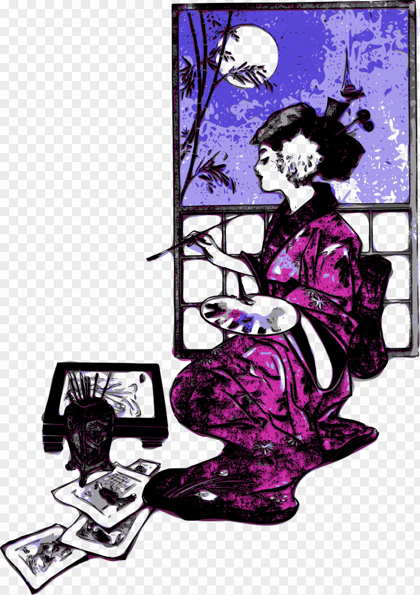 Purple Kimono Cliparts Geisha Clip Art PNG