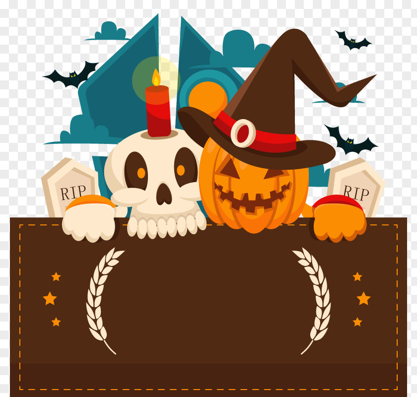 Vector Halloween Card Jack-o-lantern PNG